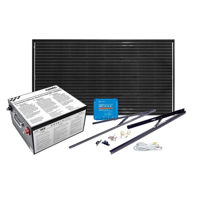 Hovedbilde Solcelleanlegg 12V, 185 watt, litium heat 280At