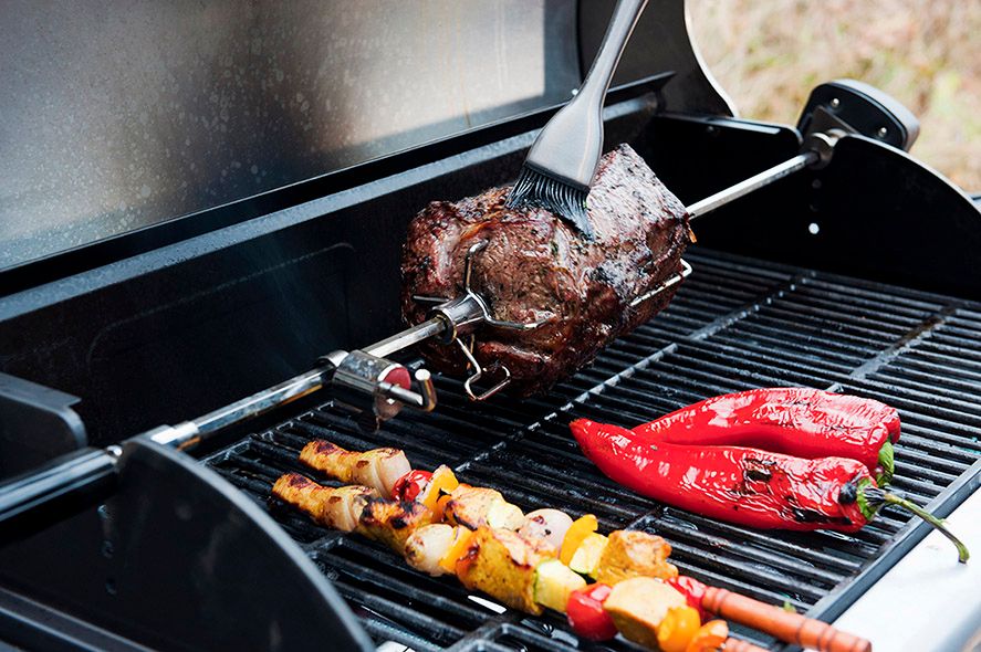 Rotisseri Roterende Grillspyd, 230V til 3-brenner grill