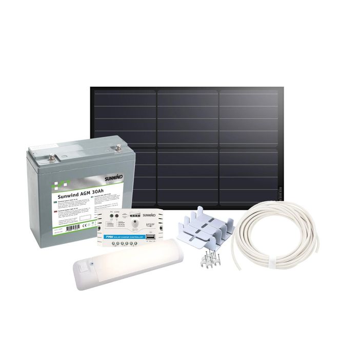 Hovedbilde Solcelleanlegg 12V, 30 watt, AGM 30At